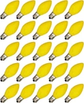 Box Of 25 Light Bulbs -opaque Yellow, Steady Burning, 7 Watt, C7 -e12 Candelabra. Fixed Price $17.99.