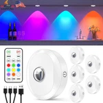 Willed Rgb Rechargeable Puck Lights With Remote Control, Under Cabinet Lighting. Fixed Price $45.96.