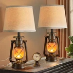 Lediary 18.72" Led Vintage Lantern Flickering Flame Table Lamps For Bedrooms Set. Fixed Price $82.79.