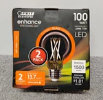 2 Pack New Feit Electric 100 W 1500 Lumens 2700k Dimmable A19 Led Light Bulbs.. Fixed Price $13.50.