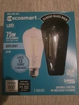Ecosmart 75w St19 Antique Dimmable 800 Lumens 8.5 W Vintage Led Light Daylight. Fixed Price $20.00.