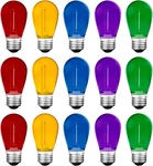 15pack S14 Colored Led String Light Bulbs,1 Watt Plastic Shatterproof Waterproof. Fixed Price $26.98.