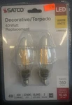 2 Pack Satco S21819 Led Filament 120v 4w =40w B11 Candelabra E12 Clear 2700k. Fixed Price $9.95.