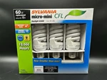 Sylvania 60w Micro Mini Spiral Cfl Standard Base Daylight Bulbs 3 Pack. Fixed Price $21.99.