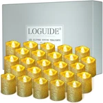 Gold Flameless Votive Candles,24 Pack Battery Operated Glitter Flickering F. Fixed Price $27.52.