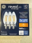 Ge Reveal Led Hd Light Candle Bulbs 3 Pack Dimmable Clear B11 Candelabra. Fixed Price $13.95.