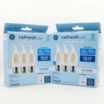 Ge Refresh Led Cool White Chandelier Bulbs, 60 Watt Equivalent, 5.5 (2 Boxes). Fixed Price $16.00.
