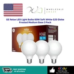 Ge Relax Led Light Bulbs 60w Soft White G25 Globe Frosted Medium Base 3 Pack. Fixed Price $21.99.