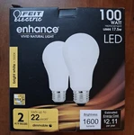 Feit Electric A19 100w Equivalent Led Light Bulbs, 2 Pack, 3000k Bright White. Fixed Price $16.99.