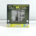 2 K-lite Light Bulbs 60w Warm White Lights Energy Start 800 Lumens Uses 15watt. Fixed Price $14.99.