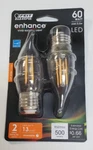 (2) New Feit Electric 60w Filament Enhance Led Bulb Dimmable 2700k. Flame Tip. Fixed Price $8.90.