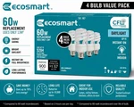 Ecosmart Cfl Light Bulbs 4 Pack Daylight Gp19 60w Replacement 13w Spiral. Fixed Price $18.99.