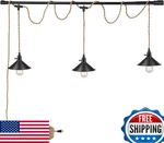 Kenmi 3-light Plug-in Pendant Light, 22ft Hemp Rope, E26, 60w Max. Fixed Price $83.18.