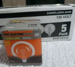 New Lot Of 5 Feit Electric 40 Watt Replacement Light Bulb 40g161/2 Clear. Fixed Price $8.95.