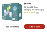Ge Led+ Color Changing Light Panel Kit - 6-pack. Fixed Price $32.99.