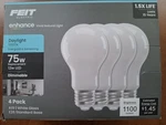 Feit A19 E26 (med) Filament Led Bulb Daylight 75 Watt Equivalence 4 Pk. Fixed Price $18.50.