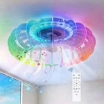 Jushua 21 In. White Low Profile Bladeless Flush Mount Ceiling Fan With Led Light. Fixed Price $99.99.