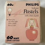 Pack Of 2 Philips Softone Pastels Hint Pink 60w Light Bulbs Discontinued. Nos. Fixed Price $29.99.