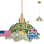 Loiogohot Glass Pendant Light Vintage Fixtures,green Modern Chandelier Pen. Fixed Price $70.50.