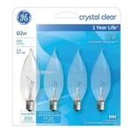 Ge Crystal Clear Ca Type Candelabra Base 60w 4ct Light Bulbs. Fixed Price $8.49.