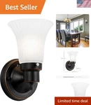 Elegant Dimmable 1-light Wall Sconce In Oil-rubbed Bronze With Frosted Glass. Fixed Price $45.99.