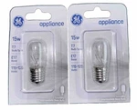 2-pack Ge 35153 15-watt Clear Appliance Light Bulb 115-125 Volts E17 Base T7. Fixed Price $10.99.