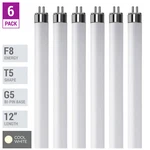6 Pack F8t5 Cw 41k Tube 12" Inches 8w Watt T5 Mini Bi 2-pin G5 4100k Cool White. Fixed Price $14.95.