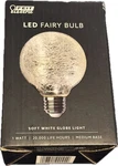 Feit Led Fairy Globe Light Bulb, Soft White, Crackle Glass, G25 Medium Base. Fixed Price $11.99.