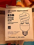 Esb Energy Saving Bulb Compact Flourescent Spiral 14w (60w Eqiv) Light. Fixed Price $15.99.