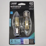 Feit Electric Led Bulbs 2 Pack Bpect60950cafil/2 60 Watt Equivalent B10 E26 Base. Fixed Price $17.99.