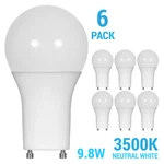 (6 Pack) 9.8w Dimmable A19 Led 35k Neutral White 60w Equivalent Gu24 Base Bulb. Fixed Price $24.99.