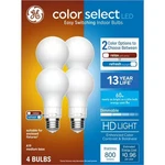 Ge A19 Led Bulbs 8w=60w Color Select Relax Refresh Dimmable 800lm E26 4-pack. Fixed Price $19.97.