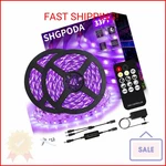Shgpoda 33 Foot Black Light Strip & Remote, 600 Leds, Dimmable 12v Flexible Blac. Fixed Price $25.19.