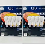2 Pack Of 4 Ge Led Soft White 40w 6w Bulbs A19 67607 Dimmable Medium Base 8bulbs. Fixed Price $11.88.