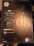 Ge Vintage Style Led Light Bulb 40 Watt Clear Finish Warm Candle G63 (qty 2). Fixed Price $34.99.