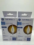 (2) Ge 60w/5.5w Dimmable Soft White Led Clear Bent Tip Decorative 2bulbs. Fixed Price $12.08.