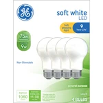 Ge Led Light Bulbs, 75 Watt, Soft White, A19 Medium Base, Frosted Finish. Fixed Price $19.96.