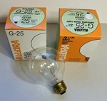 Set Of 3 Satco A3647 130v Medium Base 25-watt G25 Clear Light Bulbs. Fixed Price $18.00.