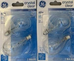4 Ge 60w 2500k Crystal Clear Ceiling Fan Light Bulbs W/candelabra Base. Fixed Price $10.49.