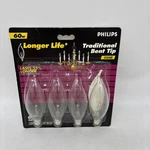 Phillips 4 Bulbs Flame Tip Ba9 Shape Candelabra Base Nib. Fixed Price $13.99.