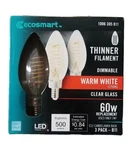 Ecosmart 60-watt B11 Dimmable E12 Candelabra Led Light Bulb Warm White (4 Boxes). Fixed Price $24.99.