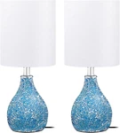 Tpamswo Modern Table Lamps Set Of 2, Blue Gourd Design Mosaic Tiled Glass 17.5". Fixed Price $98.99.