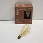New 2-pack Heritage Series 25-watt Squirrel Cage Candelabra Base St15 Amber Bulb. Fixed Price $11.95.