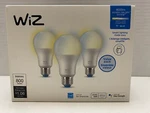 Wiz Led Smart Wi-fi Connected 60w A19 Color & Tunable White Light Bulb, 3-pack. Fixed Price $15.00.