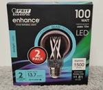 2pk New Feit Electric A19 Bulbs Clear/ 100w Daylight 5000k/ 1500lumens. ( 03 ). Fixed Price $20.50.