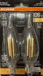2 Sylvania Truwave 100-watt Clear B13 Flame Tip Led Bulbs W/candelabra Base. Fixed Price $17.99.