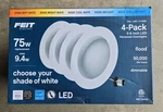 Feit Electric 75w Replacement 5-cct Led Recessed Dimmable Lights 4pk New (3a). Fixed Price $27.98.