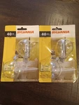2 Pkgs Of New 40 W 120v Sylvania G16.5 Clear Bulbs Small Base. Fixed Price $22.00.