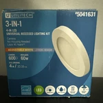 Utilitech 4-in Led 600-lumen Adj. White Canless Recessed Lighting Kit #5041631. Fixed Price $6.39.
