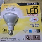 65w Led Flood Dimmable 65 Watts 750 Lumens Replacement Bulb Uses Only 13 Wts B19. Fixed Price $25.99.